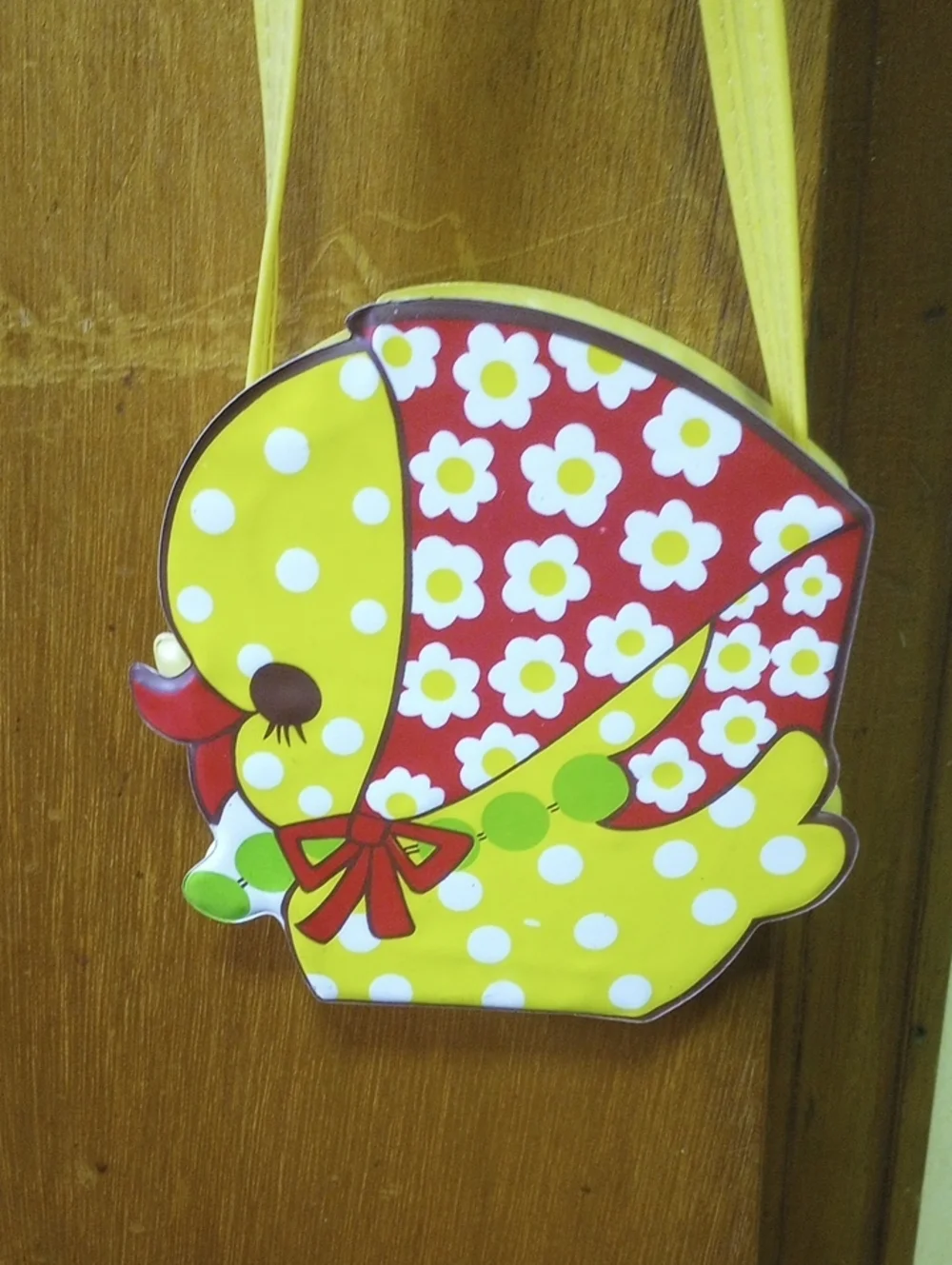 Colorful Vtg Retro Floral & Polka Dot Chick Purse. Yellow Red Green White Brown